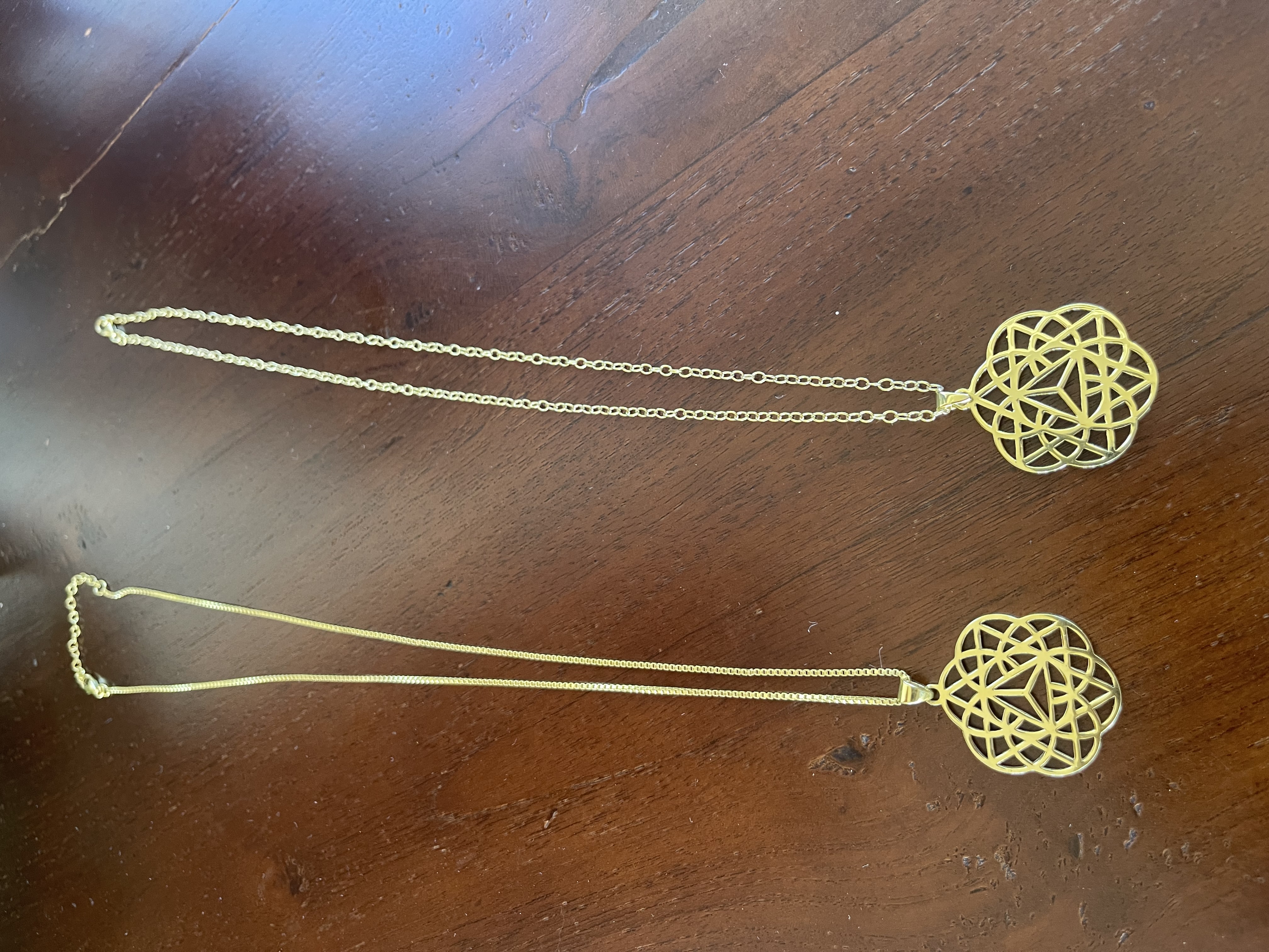 The Activator Key — gold pendants on wood