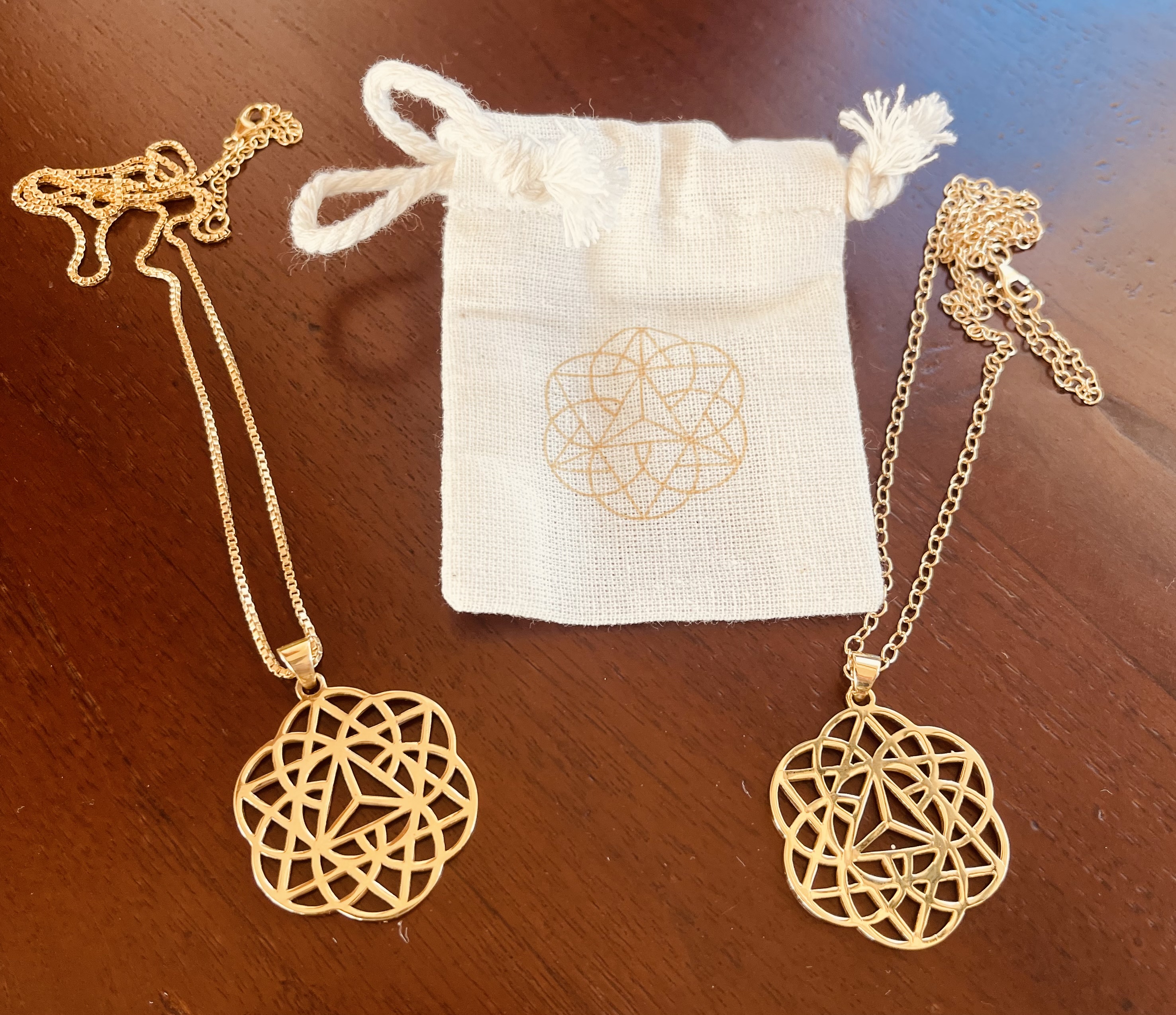 Frequency Activator Key — Box Chain and Rollo Chain options with branded pouch