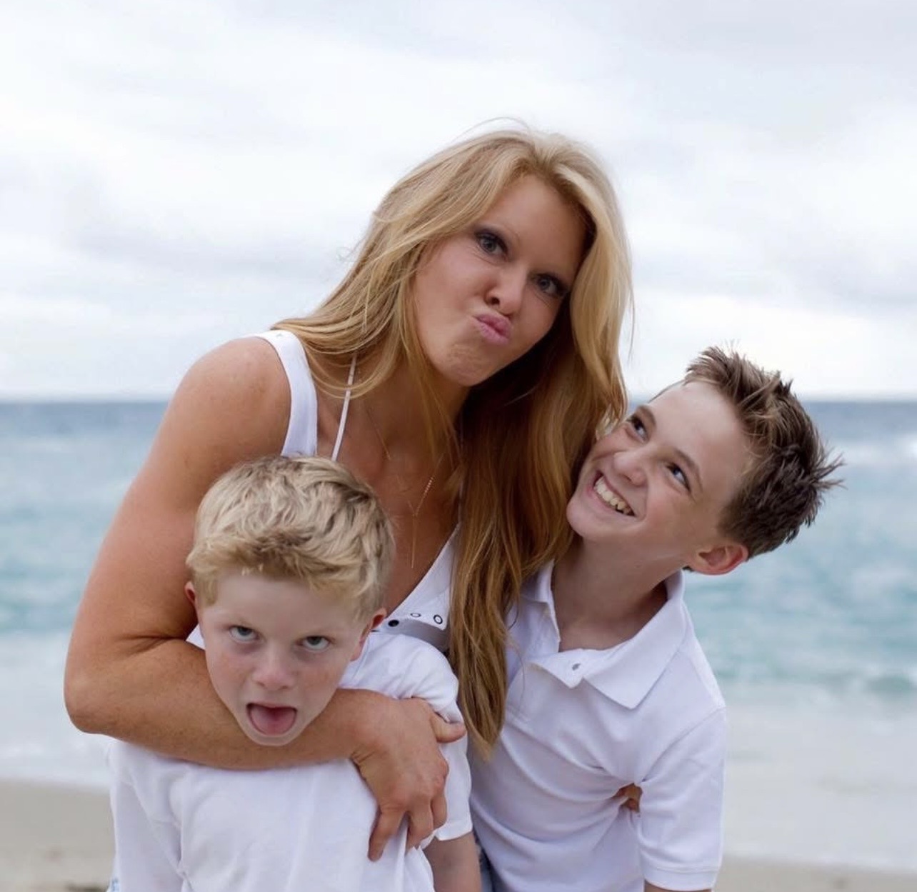 SunDari with her boys — beach