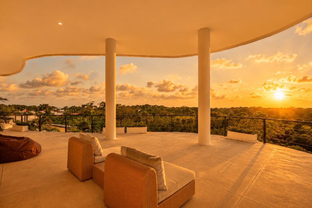 SOL rooftop terrace at sunset
